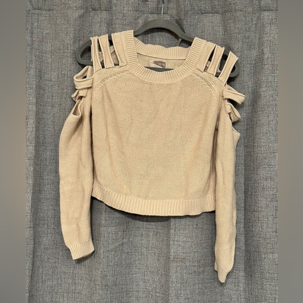 Forever 21 Beige Sweater with Shoulder Cut-Outs